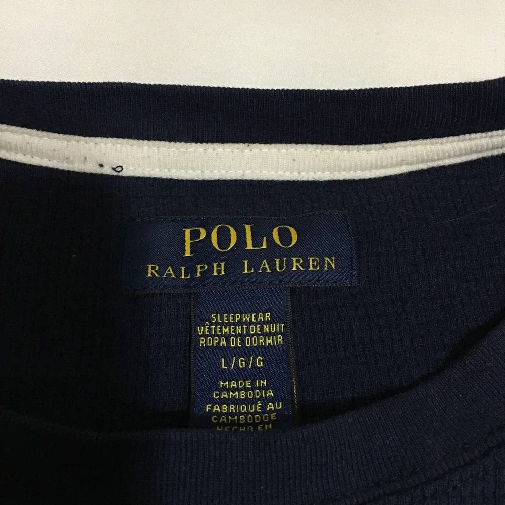 Polo Ralph Lauren Sleepwear Top Mens Large Navy Thermal Waffle Knit Long Sleeve